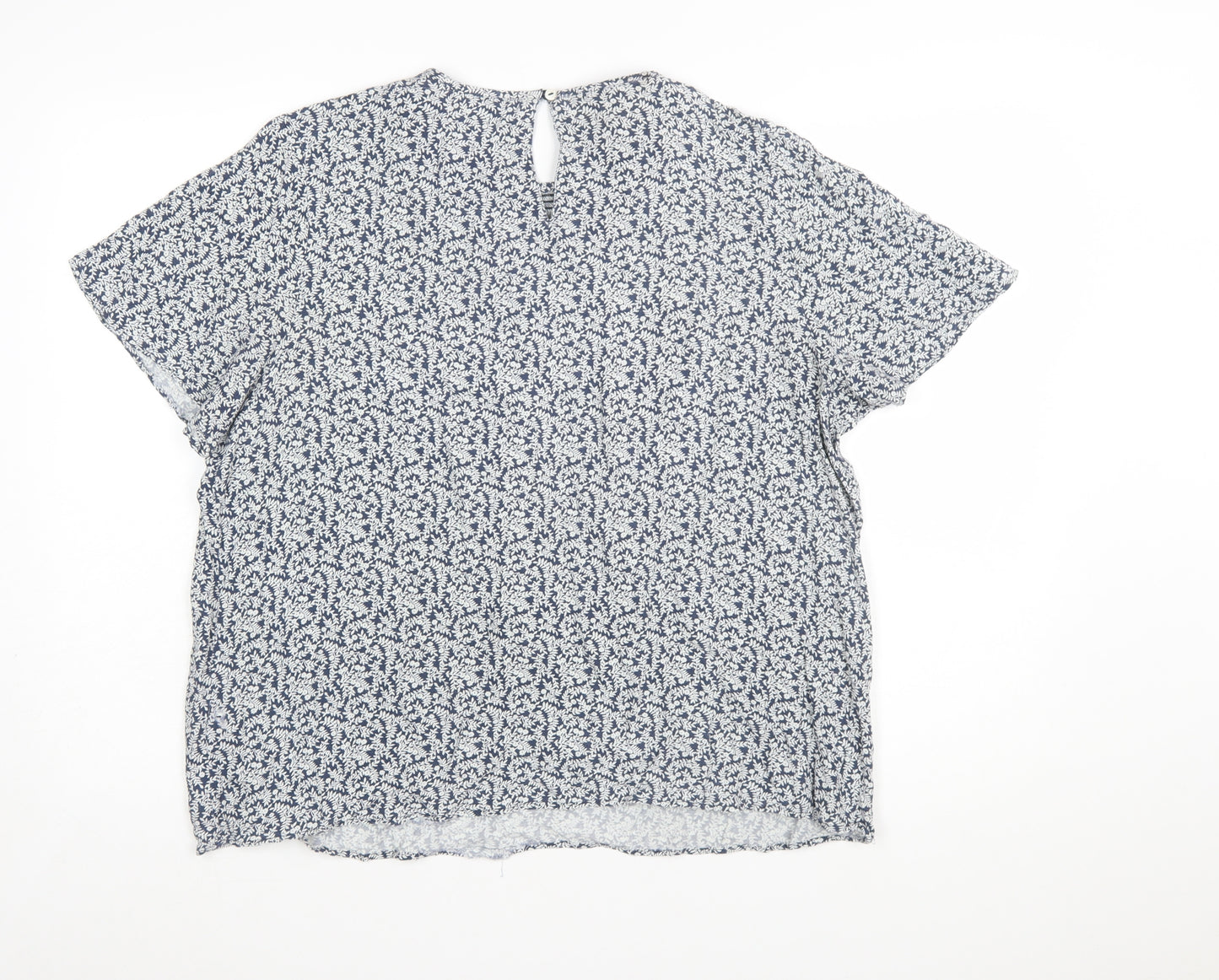 Marks and Spencer Women Blue Floral Viscose Tunic Blouse Size 12