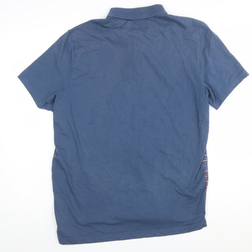 Original Penguin Men's Blue Geometric Cotton Polo Shirt L
