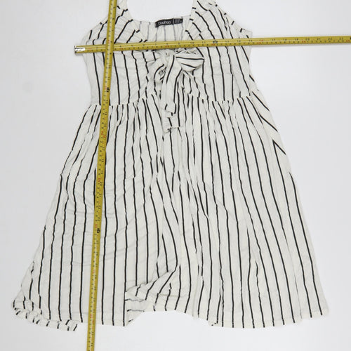 Boohoo Women White Striped Tie Front Sleeveless Slip Dress Size 20