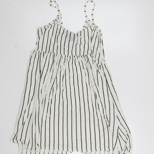 Boohoo Women White Striped Tie Front Sleeveless Slip Dress Size 20