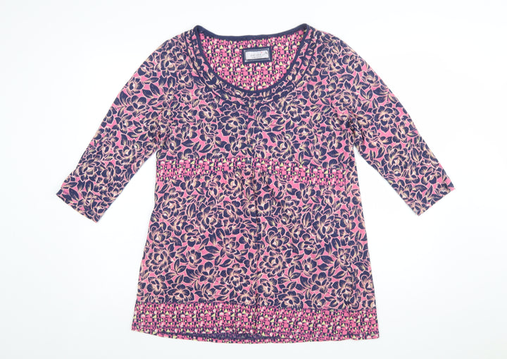 Marks and Spencer Per Una Pink Floral Cotton Women's Tunic Top Size 16