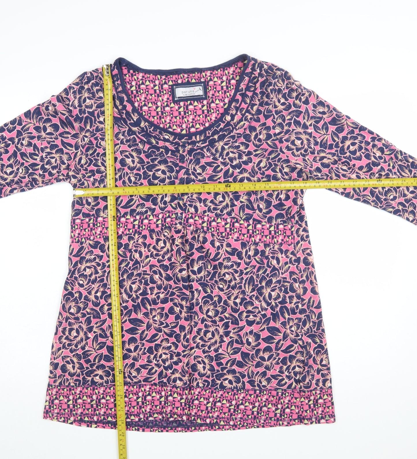 Marks and Spencer Per Una Pink Floral Cotton Women's Tunic Top Size 16