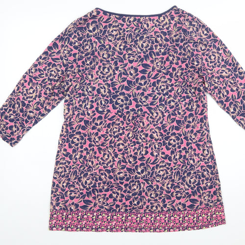 Marks and Spencer Per Una Pink Floral Cotton Women's Tunic Top Size 16