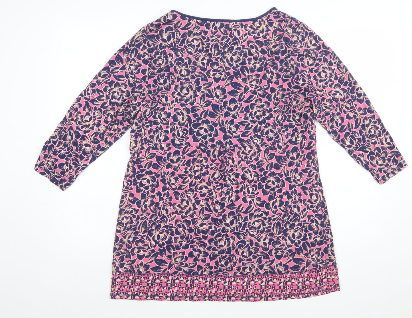 Marks and Spencer Per Una Pink Floral Cotton Women's Tunic Top Size 16