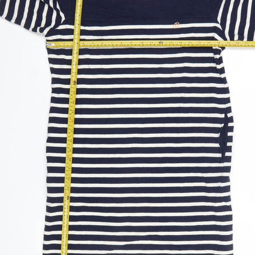 Brakeburn Women Blue Striped Shift Dress Size 12 Cotton Nautical
