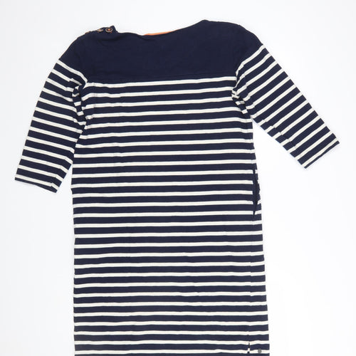 Brakeburn Women Blue Striped Shift Dress Size 12 Cotton Nautical