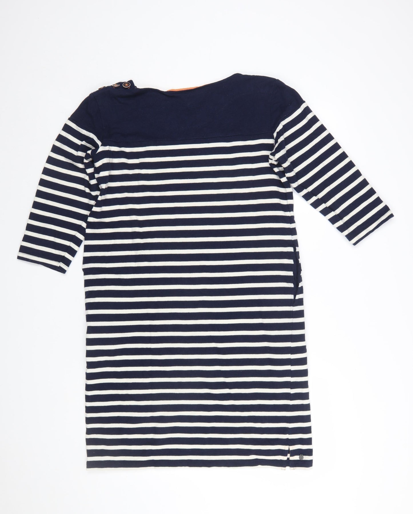 Brakeburn Women Blue Striped Shift Dress Size 12 Cotton Nautical