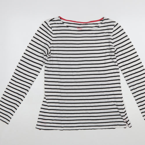 Boden Women White Striped Long Sleeve Cotton Boat Neck T-Shirt UK 10