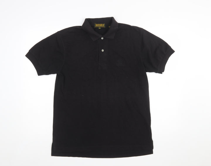 Timberland Men’s Black Cotton Polo Shirt M Regular Fit Casual