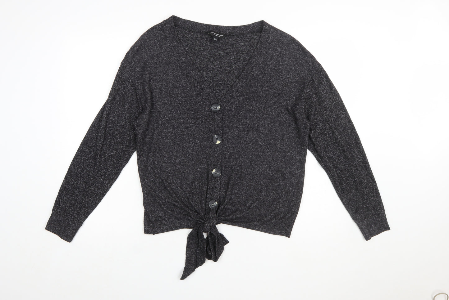 Dorothy Perkins Women's Grey V-Neck Button Tie Cardigan UK 12