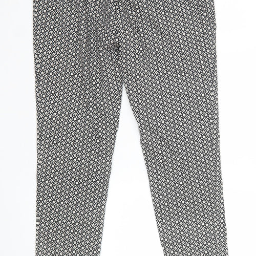 Oasis Women Black White Floral Cotton Slim Trousers Size 12