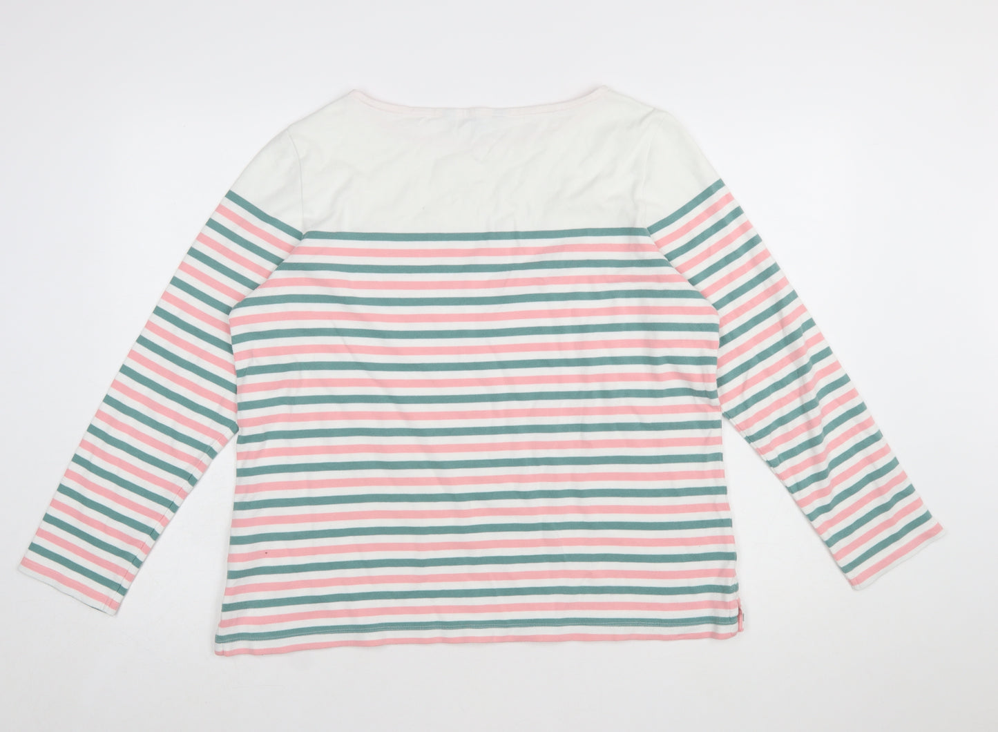 Crew Clothing Company Women’s Multicoloured Striped Cotton Long Sleeve T-Shirt Size 16