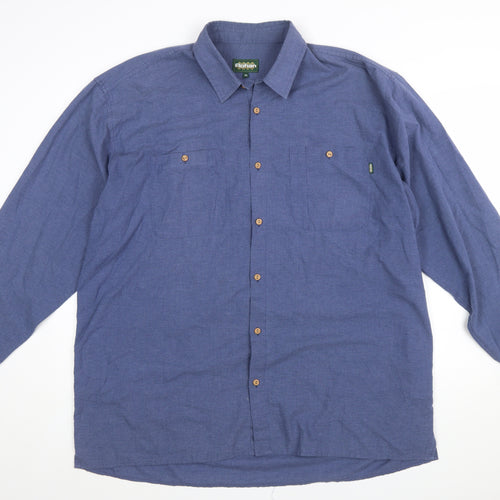 Rohan Men's Blue Cotton Blend Long Sleeve Button-Up Travel Shirt XL