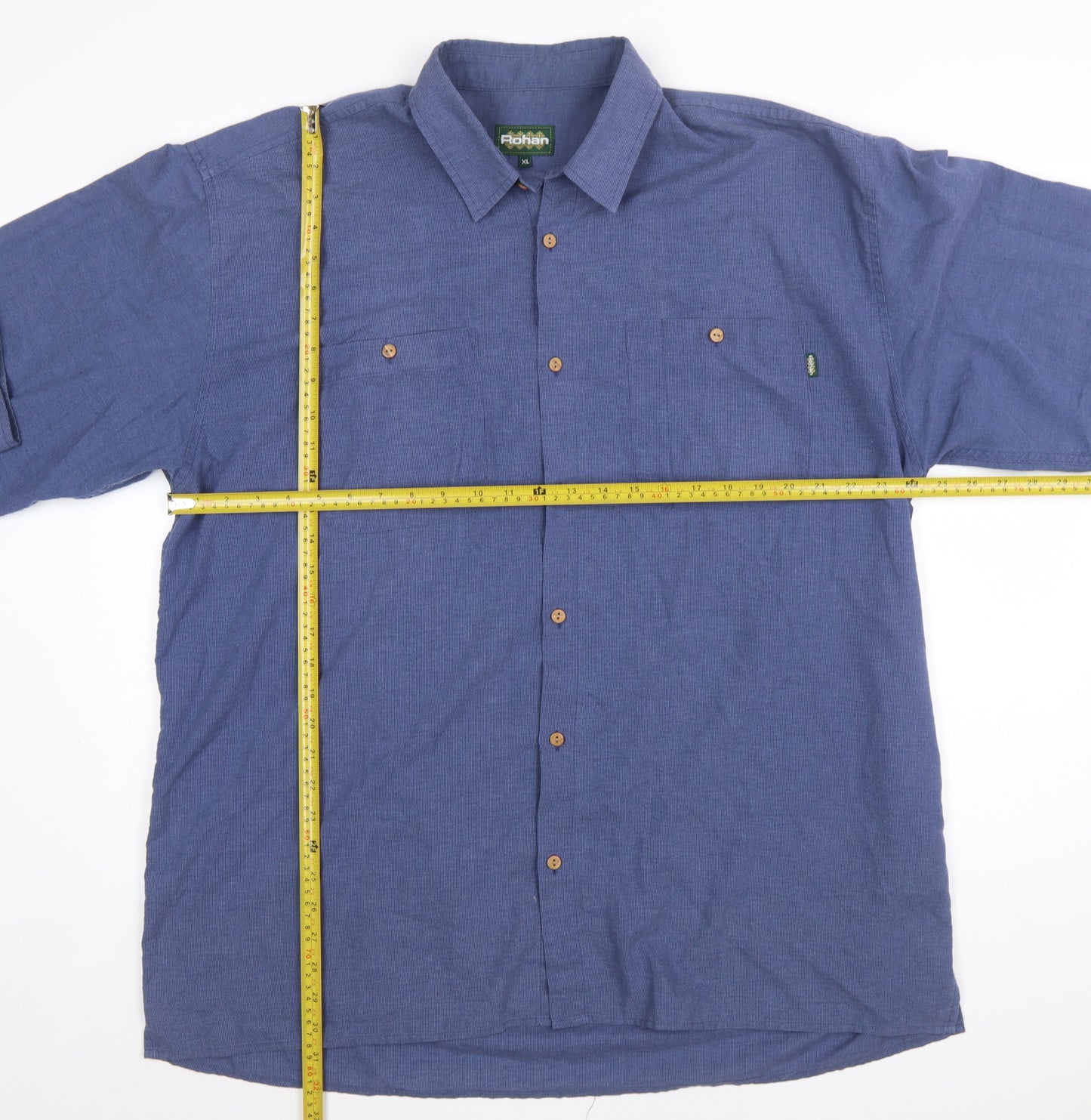 Rohan Men's Blue Cotton Blend Long Sleeve Button-Up Travel Shirt XL