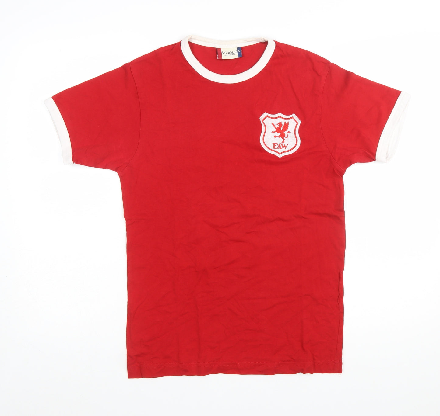 Clique Men's Red FAW Crew Neck Short Sleeve Cotton T-Shirt Size S