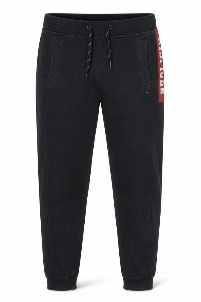 Tommy Hilfiger Men Black Jogger Trousers L Logo Elastic Waist