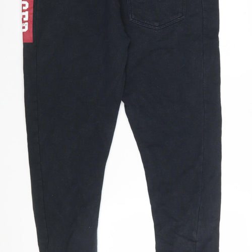 Tommy Hilfiger Men Black Jogger Trousers L Logo Elastic Waist