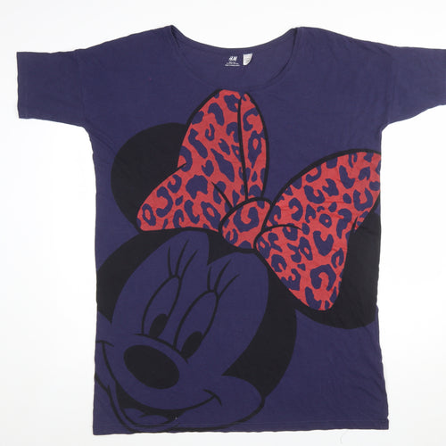 H&M Women Blue Minnie Mouse Disney T-Shirt Nightshirt Size 14