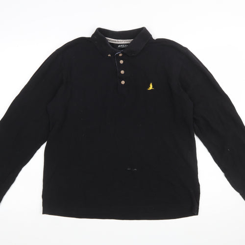 Brave Soul London Men's Black Long Sleeve Cotton Polo L