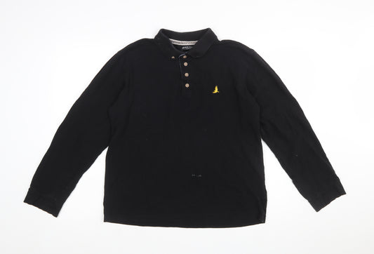 Brave Soul London Men's Black Long Sleeve Cotton Polo L