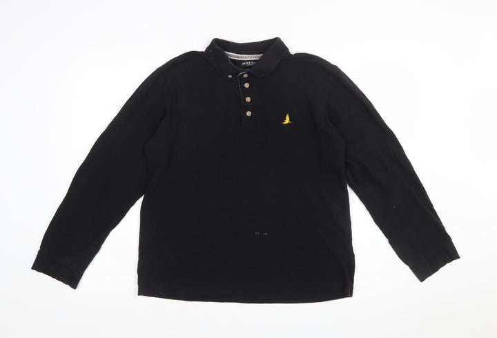 Brave Soul London Men's Black Long Sleeve Cotton Polo L