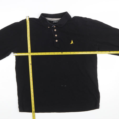 Brave Soul London Men's Black Long Sleeve Cotton Polo L