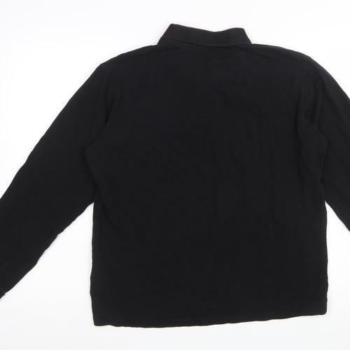 Brave Soul London Men's Black Long Sleeve Cotton Polo L