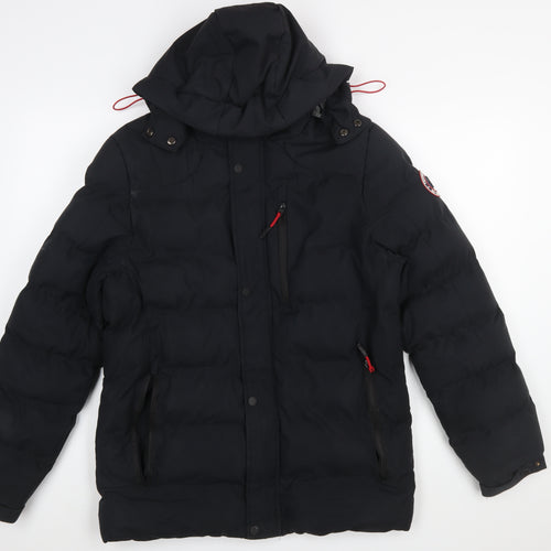 Tokyo Laundry Men's Black Hooded Puffer Jacket S Waterproof Winter Coat