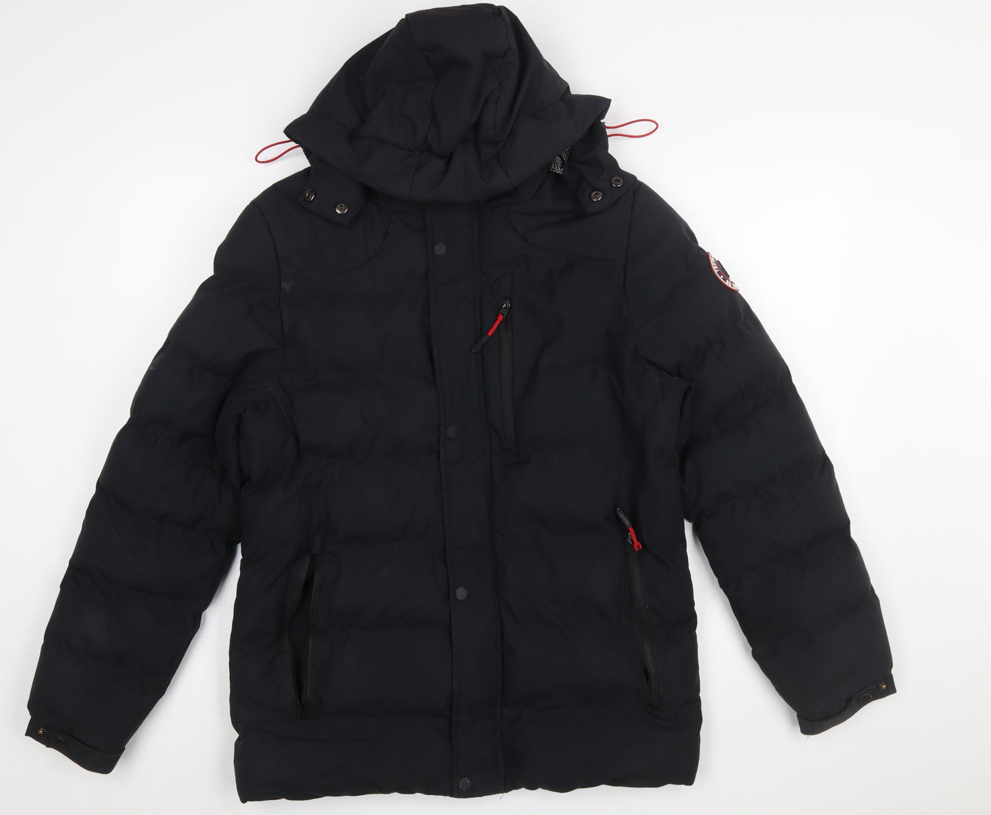 Tokyo Laundry Men's Black Hooded Puffer Jacket S Waterproof Winter Coat