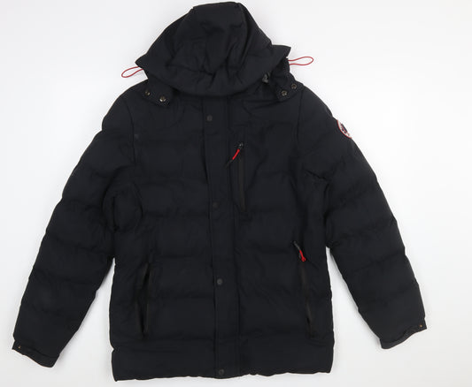 Tokyo Laundry Men's Black Hooded Puffer Jacket S Waterproof Winter Coat