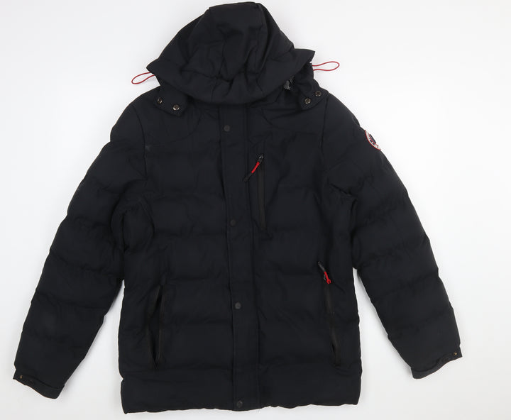 Tokyo Laundry Men's Black Hooded Puffer Jacket S Waterproof Winter Coat
