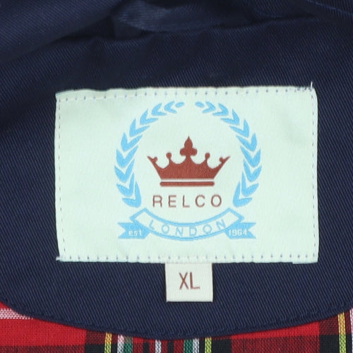 Relco London Men's Blue XL Bomber Jacket Classic Lined Cotton Polyester
