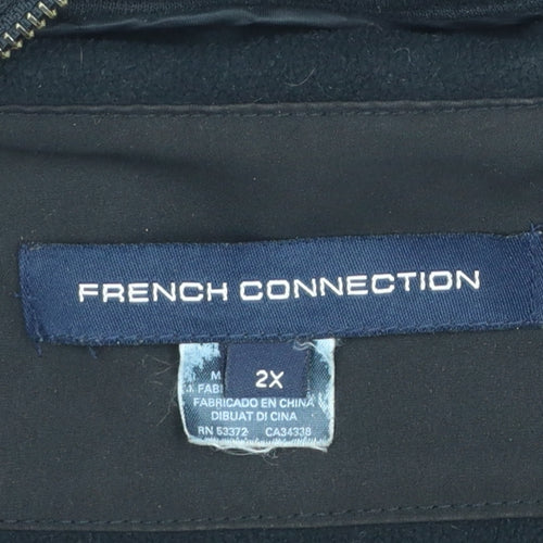 French Connection Women's Black 2XL Hooded Full Zip Parka Jacket