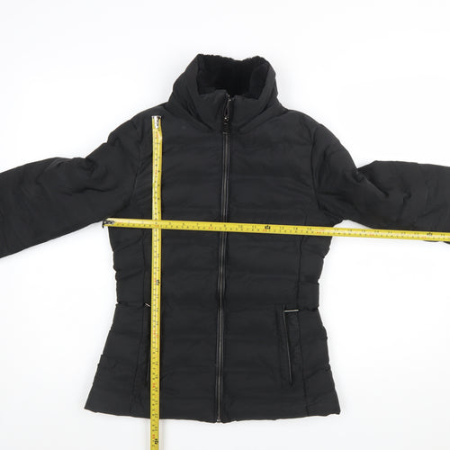 Zara Women Black XS Puffer Jacket Quilted Zip Winter Coat