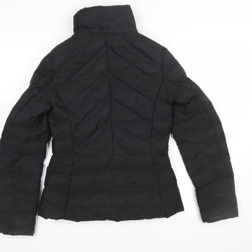 Zara Women Black XS Puffer Jacket Quilted Zip Winter Coat
