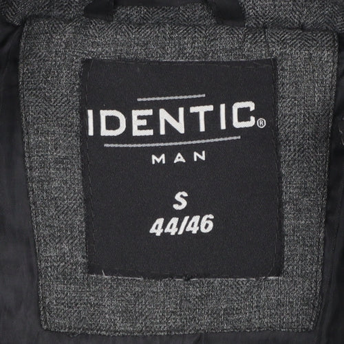 Identic Men Black Grey Hooded Quilted Waistcoat Size S 44/46