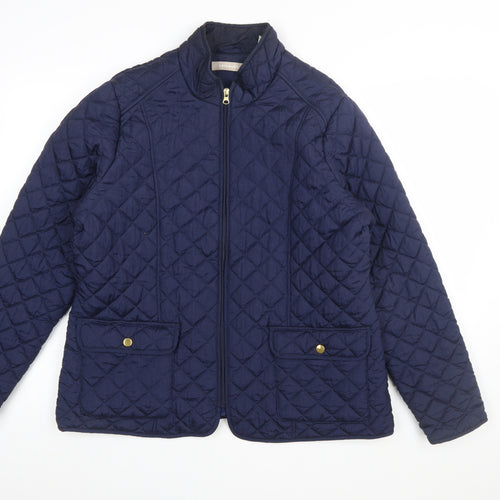 Anthology Women Blue Quilted Mid-Length Jacket Size 16