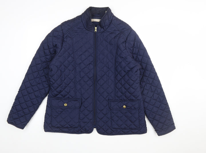 Anthology Women Blue Quilted Mid-Length Jacket Size 16