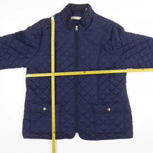 Anthology Women Blue Quilted Mid-Length Jacket Size 16