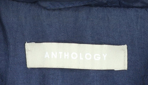 Anthology Women Blue Quilted Mid-Length Jacket Size 16