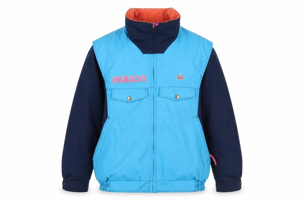 Front view of SOS Men's Blue Skiing Jacket 38 Regular Polyester Cotton Winter