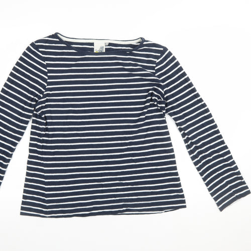 Weird Fish Women's Blue Striped Long Sleeve Jersey Top Size 12