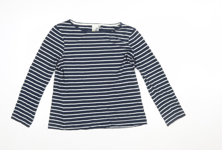 Weird Fish Women's Blue Striped Long Sleeve Jersey Top Size 12