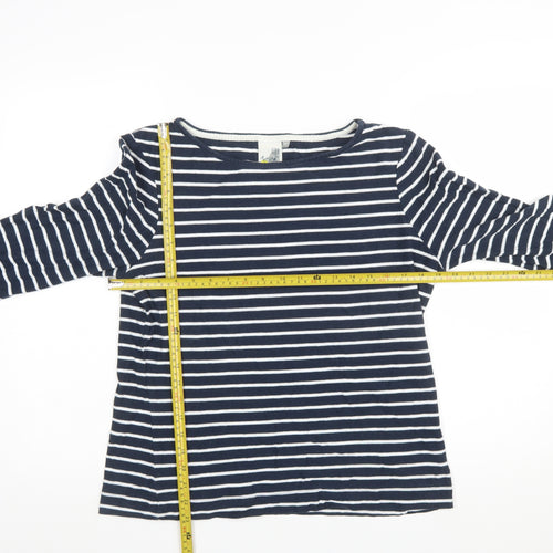 Weird Fish Women's Blue Striped Long Sleeve Jersey Top Size 12