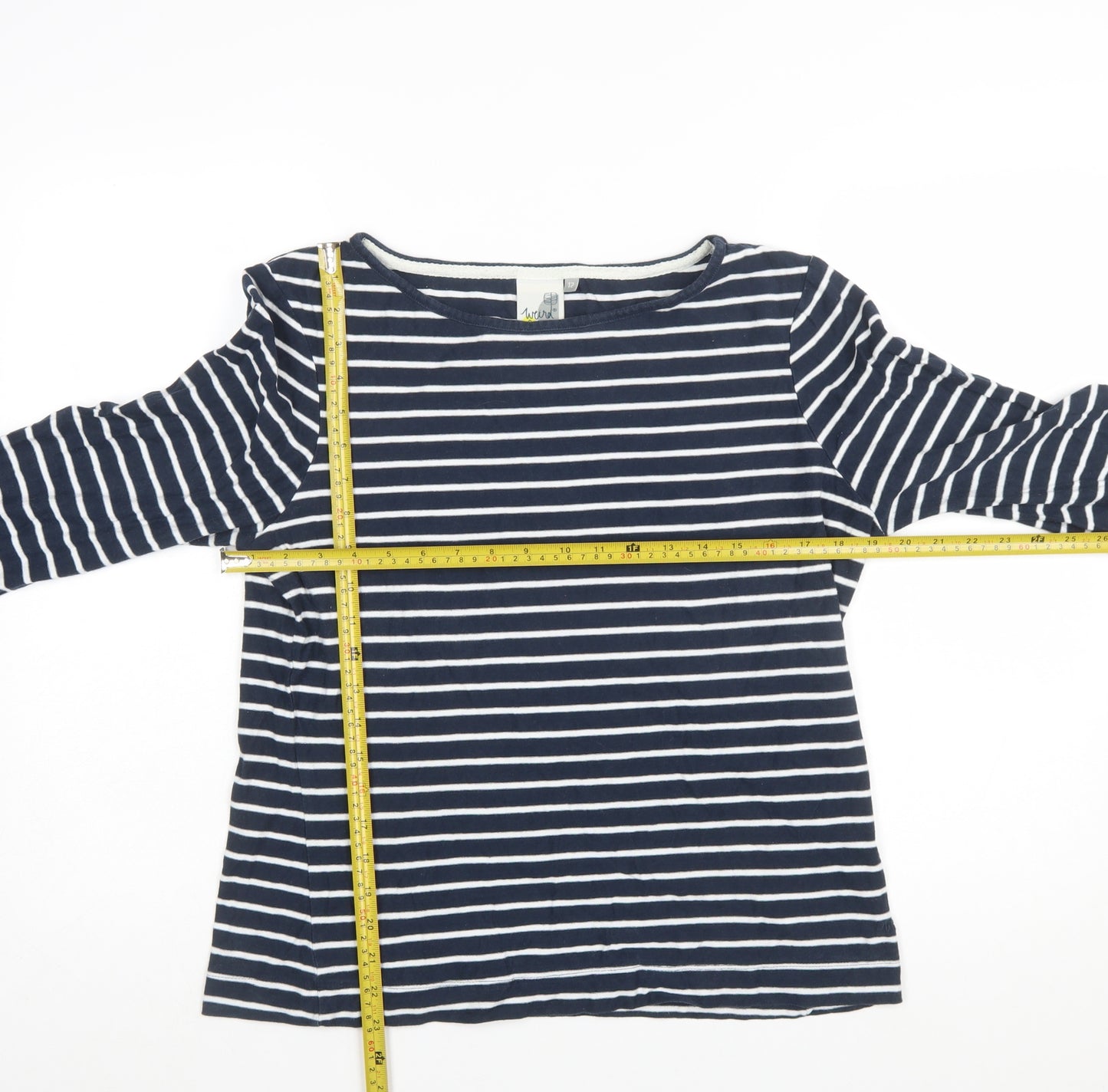 Weird Fish Women's Blue Striped Long Sleeve Jersey Top Size 12