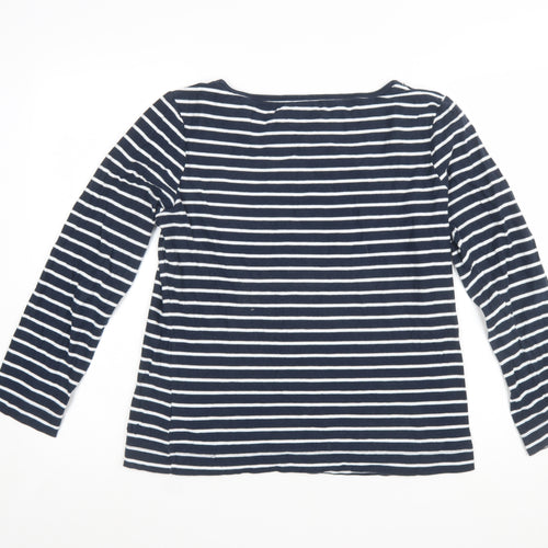 Weird Fish Women's Blue Striped Long Sleeve Jersey Top Size 12