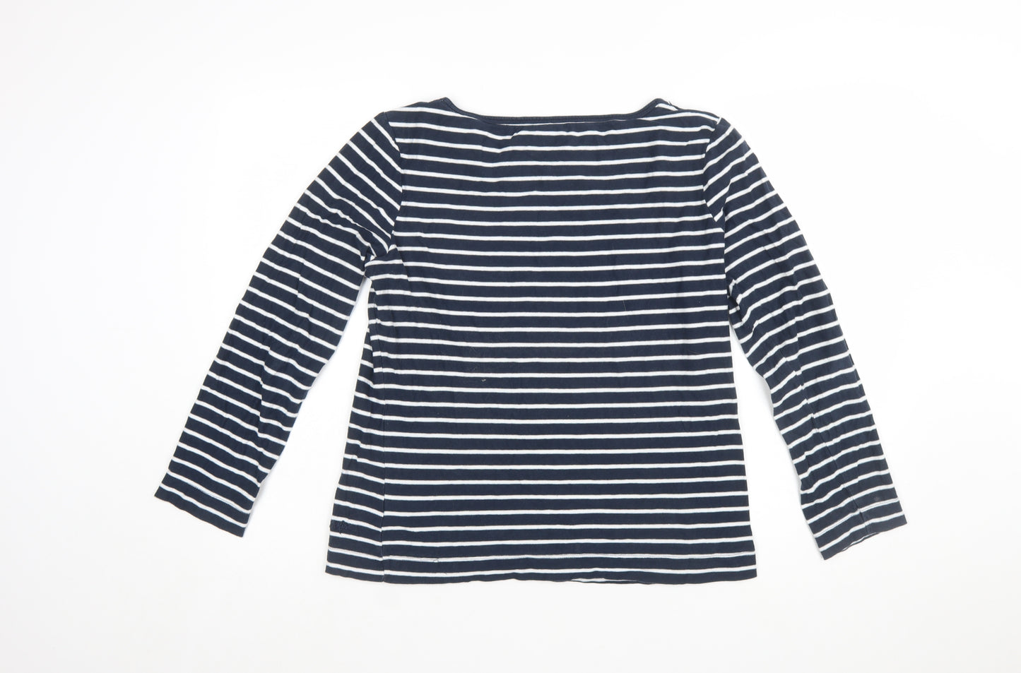 Weird Fish Women's Blue Striped Long Sleeve Jersey Top Size 12