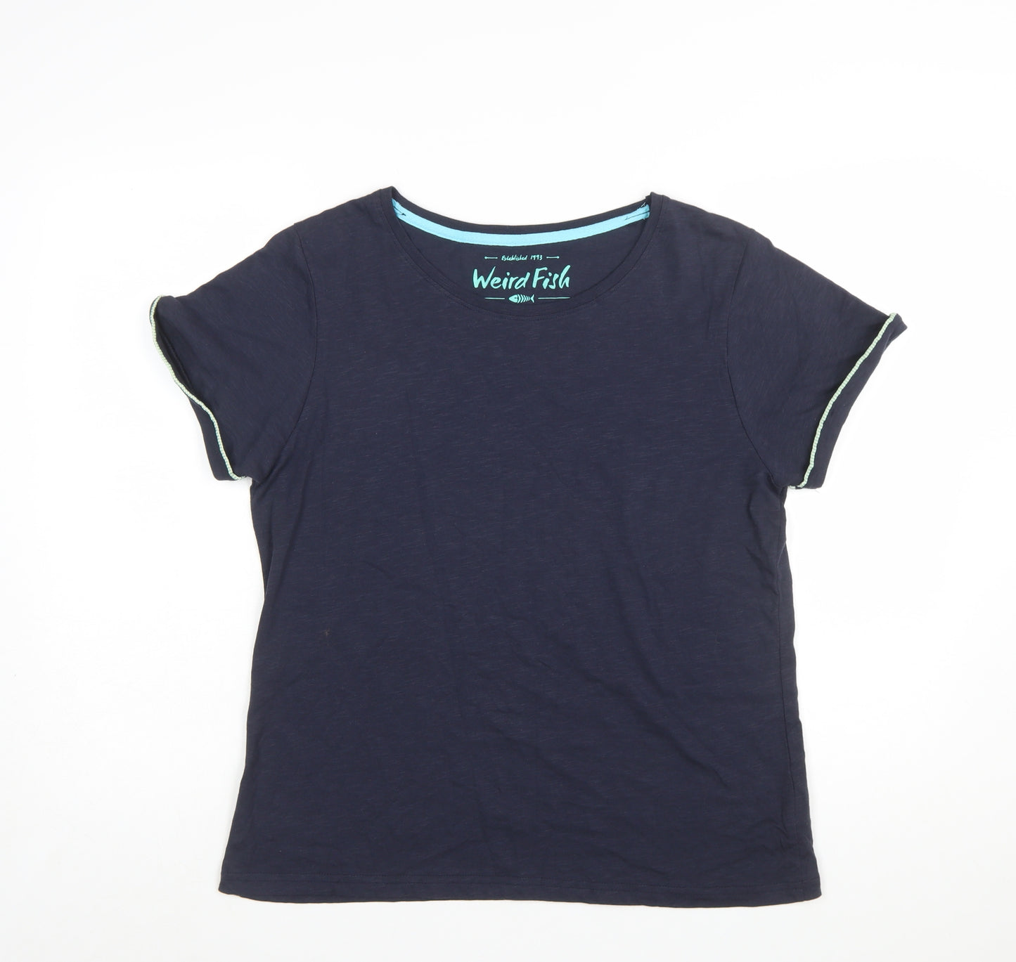 Weird Fish Women's Blue Cotton Short Sleeve T-Shirt Size 16