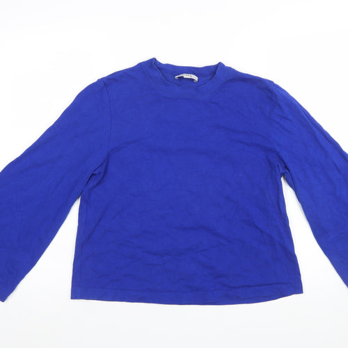 COS Women Blue Basic Long Sleeve Crew Neck T-Shirt Size S