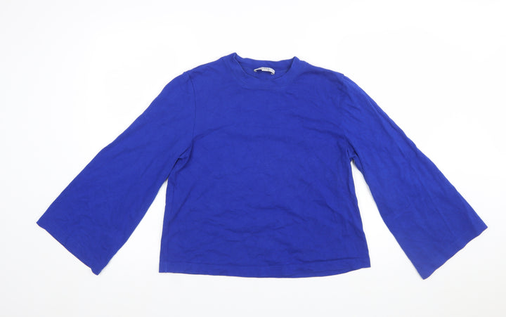 COS Women Blue Basic Long Sleeve Crew Neck T-Shirt Size S